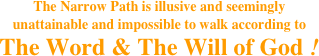 The Narrow Path is illusive and seemingly 
unattainable and impossible to walk according to 
The Word & The Will of God !